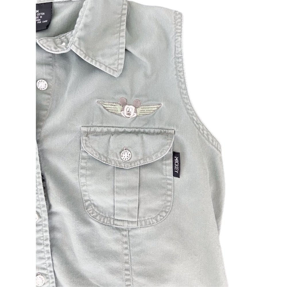 VTG Jerry Leigh Army Green Mickey Mouse Sleeveless Top | Size Medium - Picture 4 of 6